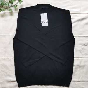 ZARA black long-sleeve crewneck top